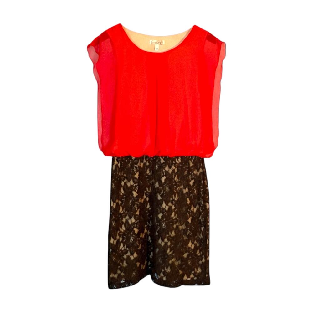 Speechless Red Black Cocktail Dress - Lace Overlay Skirt - Sz Large - Mini
